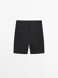 Cotton blend semi-jogger Bermuda shorts