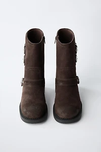 BUCKLED LEATHER BOOTS