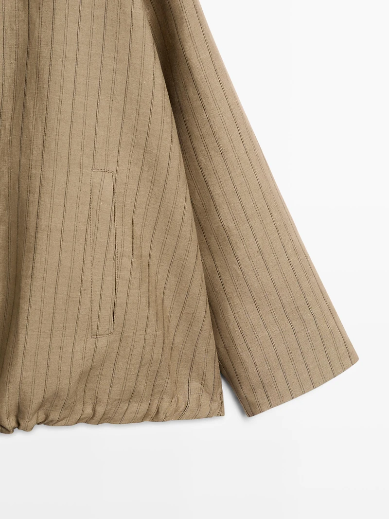 Veste bomber rayée mélange de lin