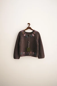 ZARA TIMELESS - GILET EN MAILLE FLEURS BRODÉES
