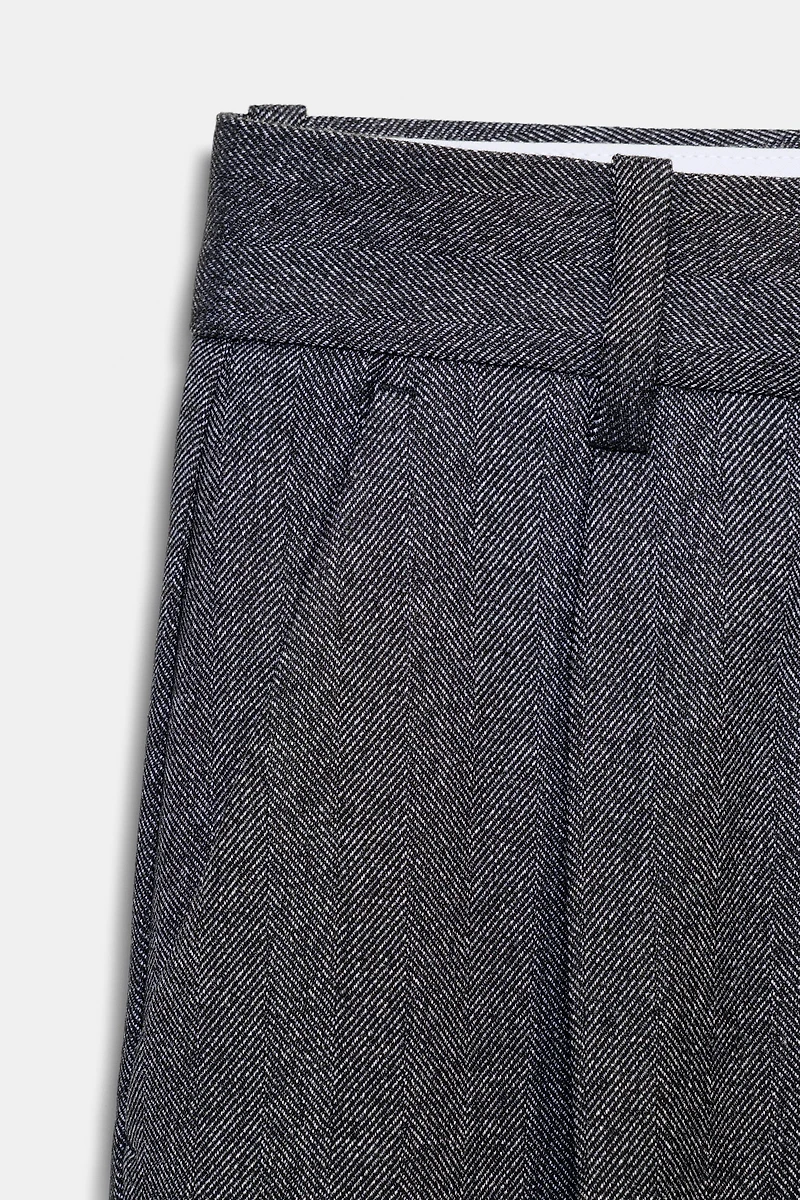 HERRINGBONE STRAIGHT LEG PANTS