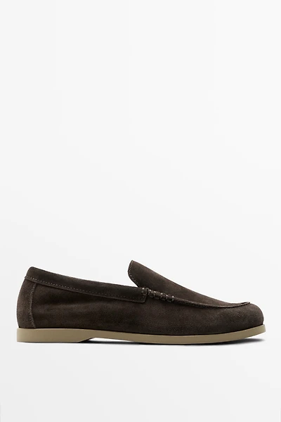 Soft split leather loafers