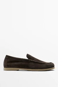 Soft split leather loafers