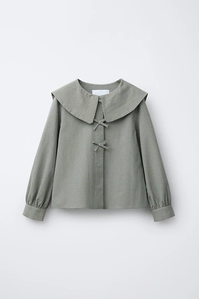 GINGHAM COLLAR SHIRT