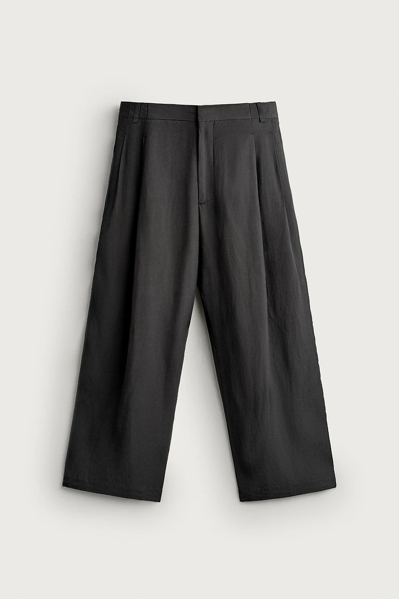 RELAXED FIT WIDE LEG SUIT PANTS