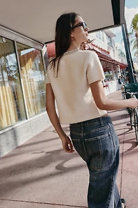 WOOL JACKET WITH JEWEL NECKLINE