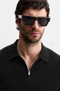 PURL KNIT ZIPPER POLO SHIRT