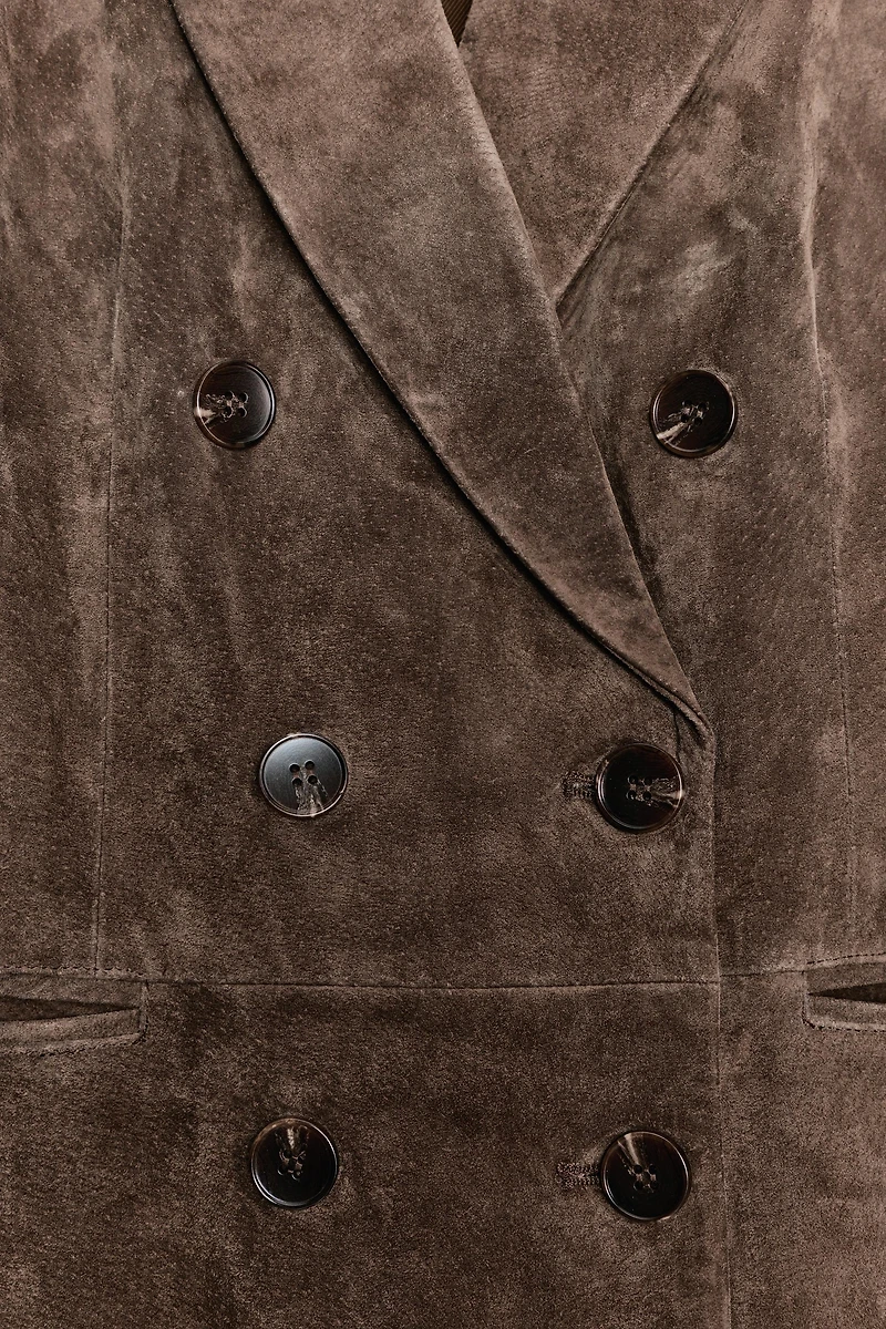 100% LEATHER DOUBLE BREASTED BLAZER