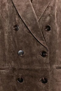 100% LEATHER DOUBLE BREASTED BLAZER