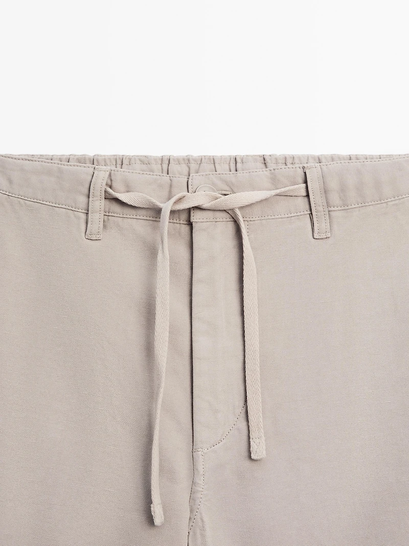 Cotton blend semi-jogger Bermuda shorts