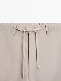 Cotton blend semi-jogger Bermuda shorts