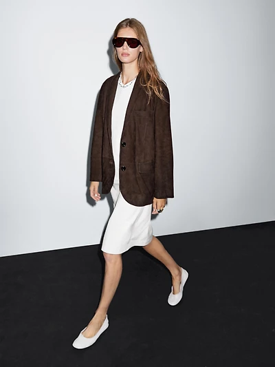 Blazer en cuir effet daim