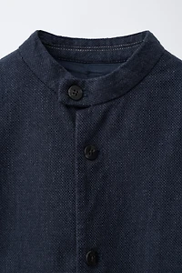 LINEN MANDARIN COLLAR SUIT JACKET