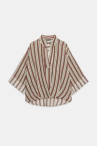 RUFFLED HEM STRIPED SHIRT
