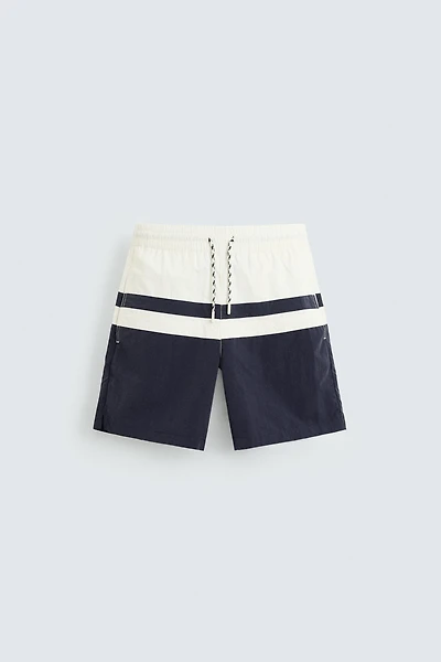 COLOR BLOCK LONG SWIMSUIT