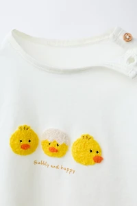 RUFFLY EMBROIDERED CHICK T-SHIRT