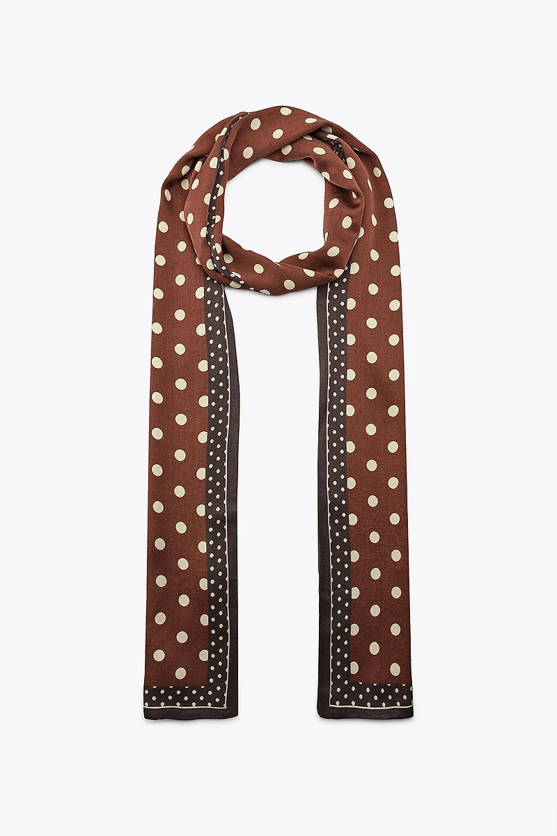 POLKA DOT PRINT SATIN SCARF