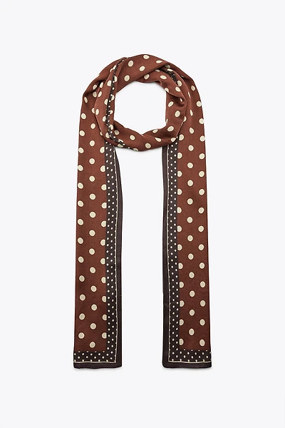 POLKA DOT PRINT SATIN SCARF
