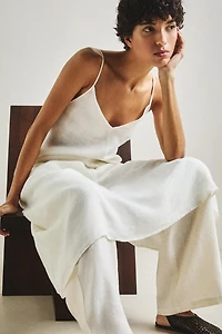 LONG STRAPPY LINEN DRESS