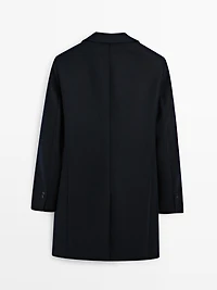 Manteau long à revers 100 % laine