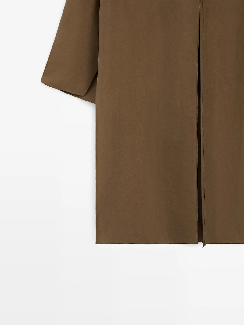 Long 100% silk top with opening detail - STUDIO