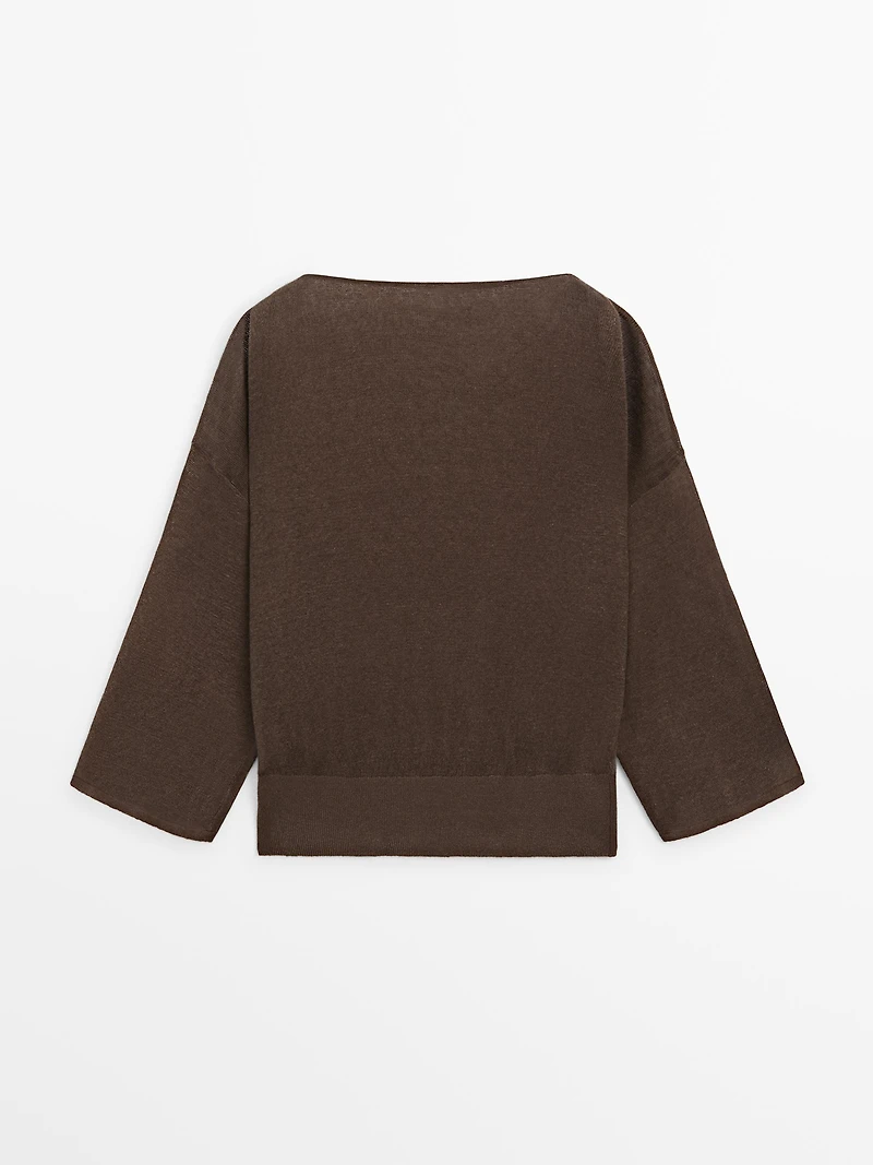 T-shirt en maille col bateau lin