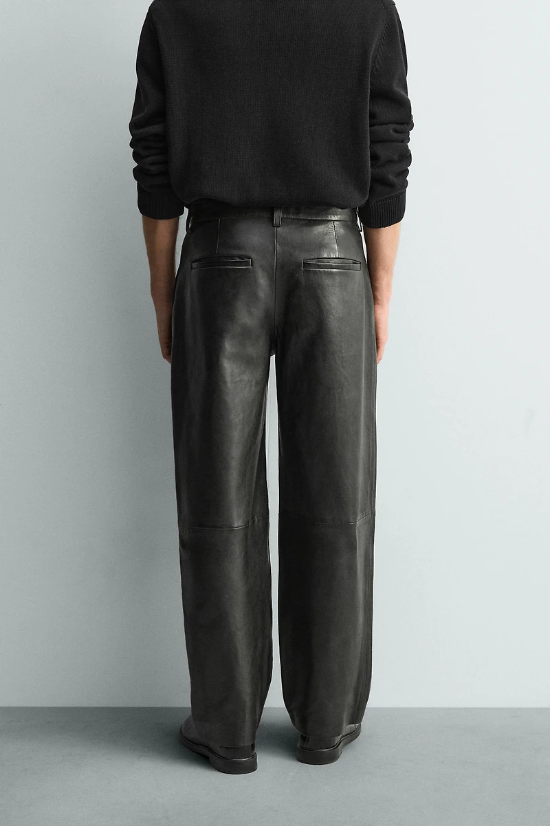 LEATHER STRAIGHT FIT PANTS