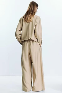 ELASTIC WAIST WIDE LEG PANTS