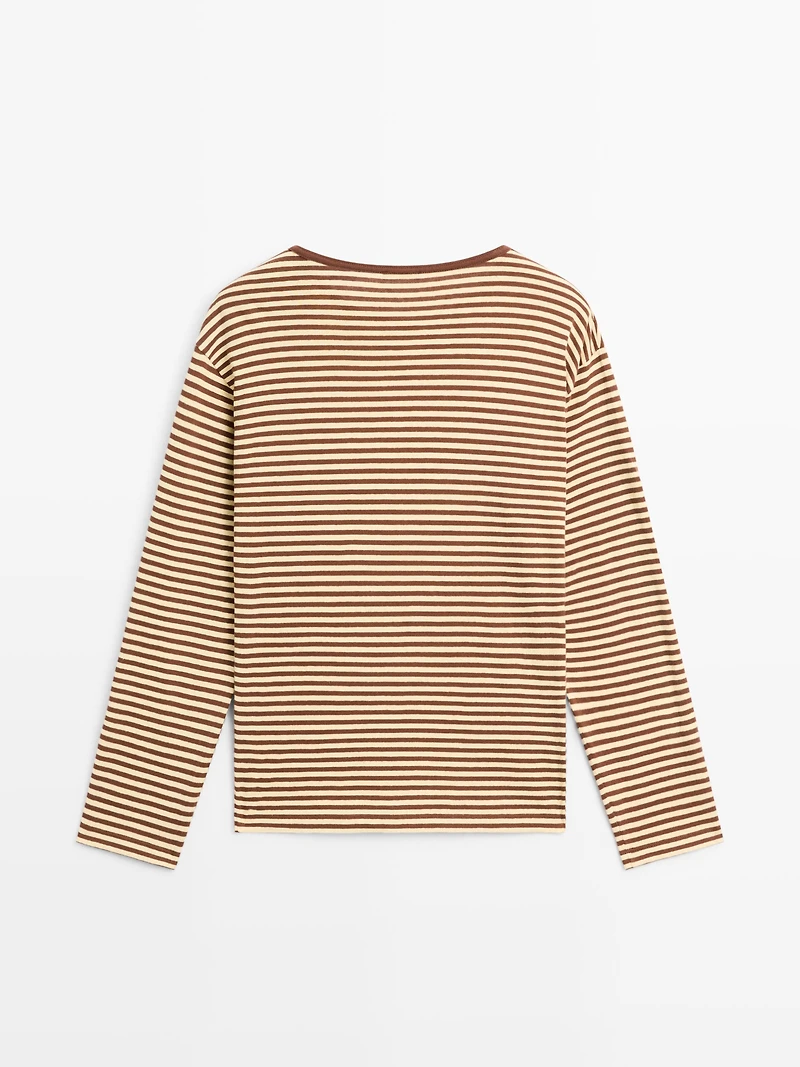 Striped long sleeve cotton T-shirt