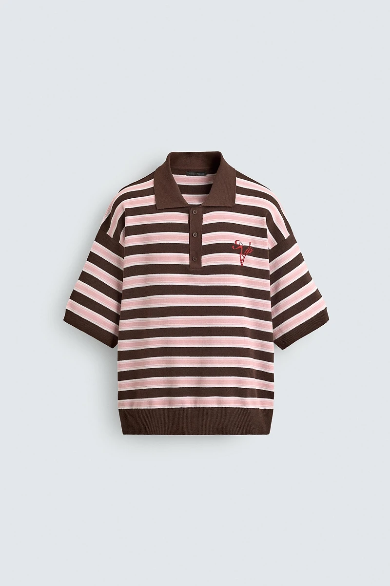 STRIPED JACQUARD KNIT POLO
