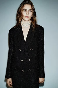 METALLIC THREAD DOUBLE BREASTED BLAZER