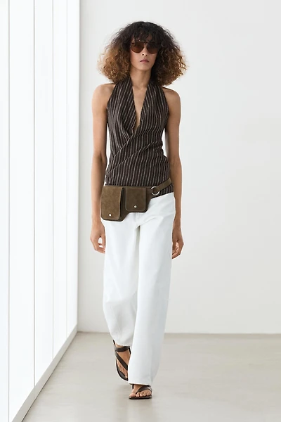 Halter top with stripe detail