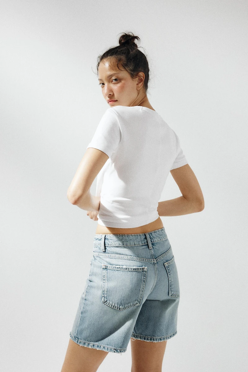 MID-RISE TRF DENIM SHORTS