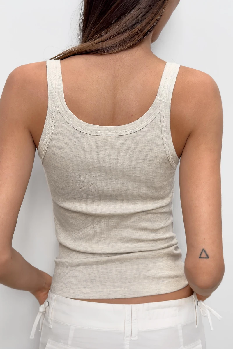 COTTON RIBBED STRAP TOP