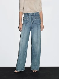 Mid-rise wide-leg jeans
