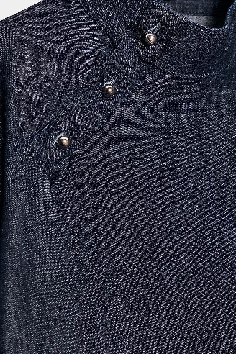 Z1975 DENIM HIGH COLLAR SHIRT