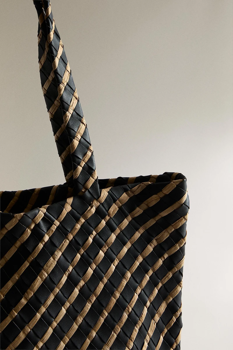 BRAIDED LEATHER TOTE BAG
