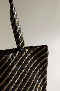 BRAIDED LEATHER TOTE BAG