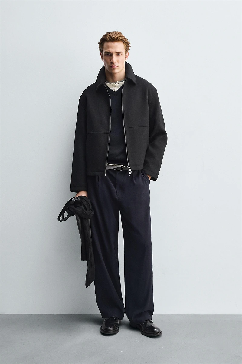 ZIPPERED TEXTURED JACKET