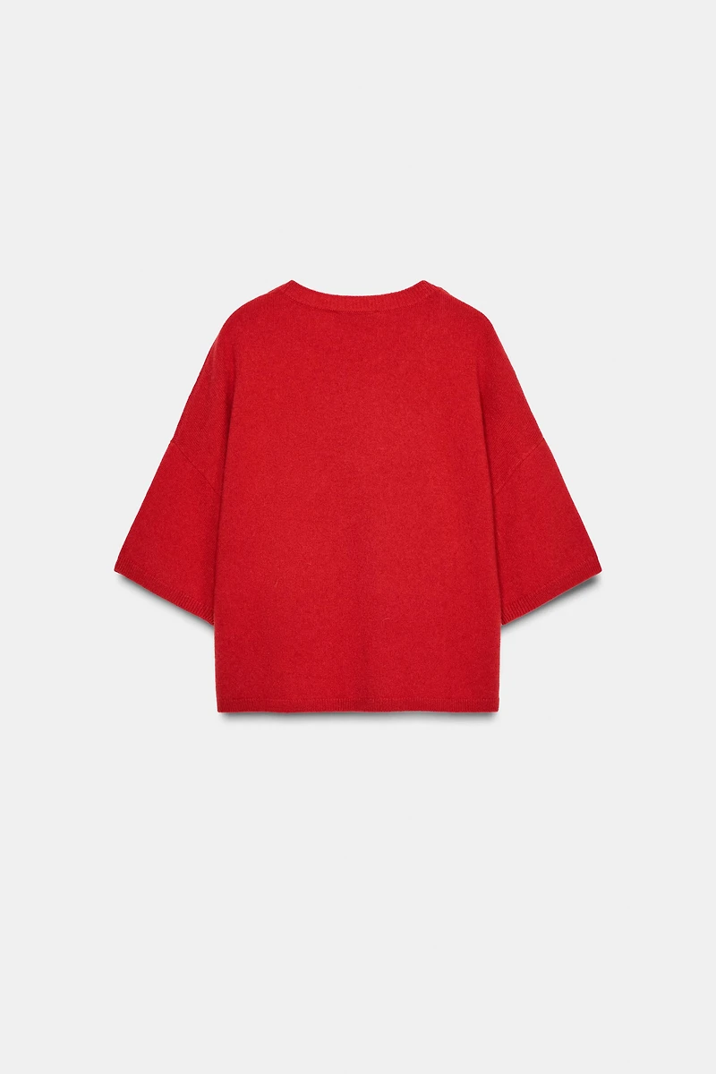 PULL 100 % LAINE OVERSIZE MANCHES COURTES