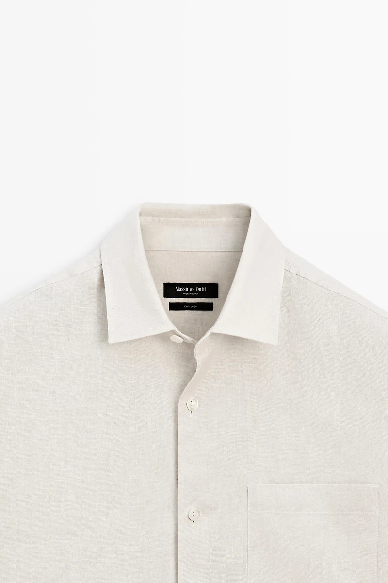 Chemise regular fit manches courtes 100% lin