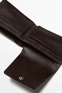 Portefeuille à rabat en cuir nappa