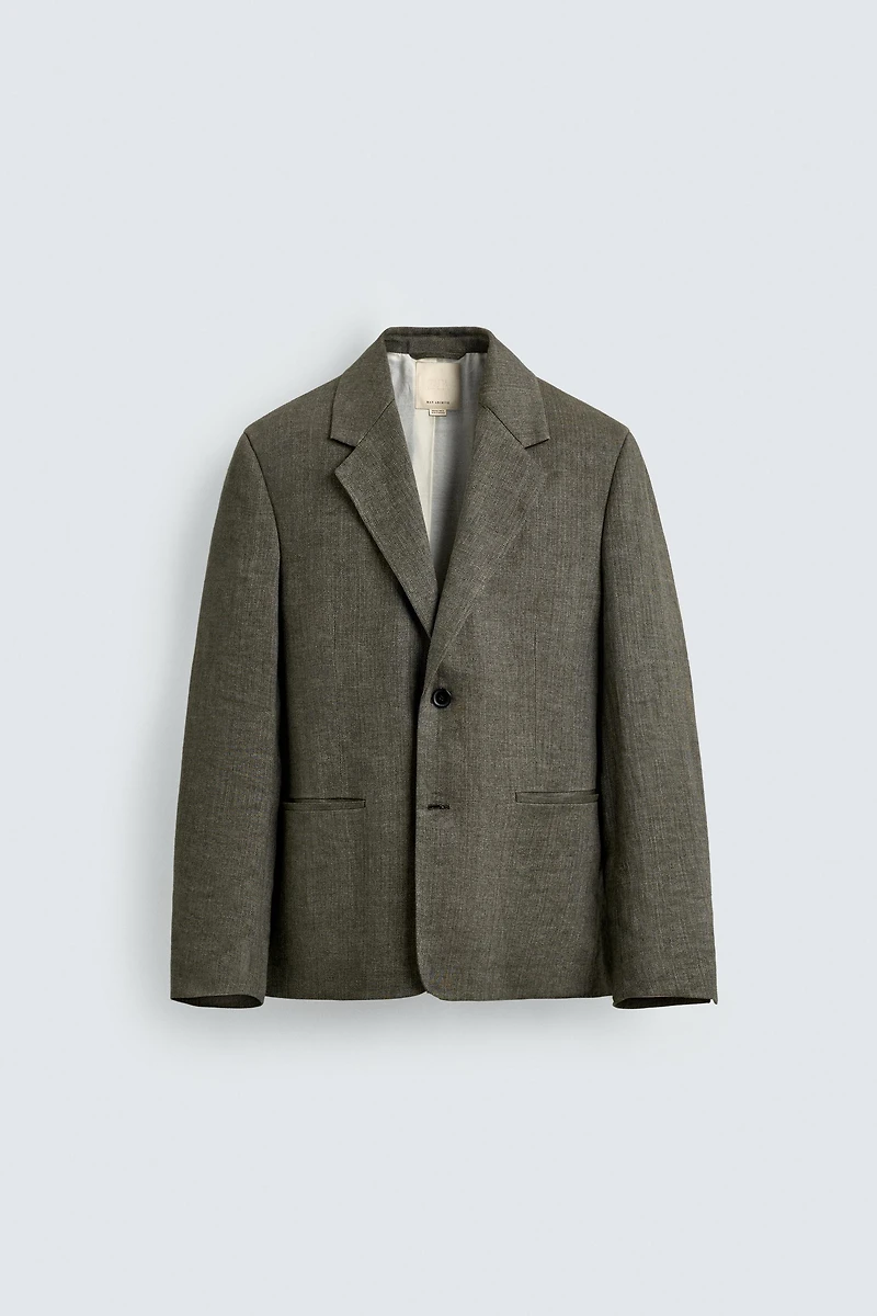 100% LINEN TEXTURED WEAVE BLAZER
