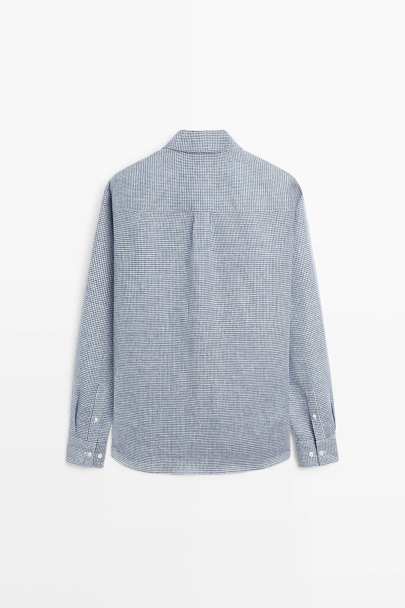 100% linen regular fit gingham shirt