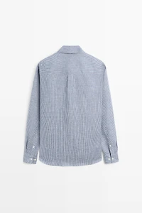 100% linen regular fit gingham shirt