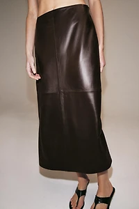 ZW COLLECTION 100% LEATHER MIDI SKIRT