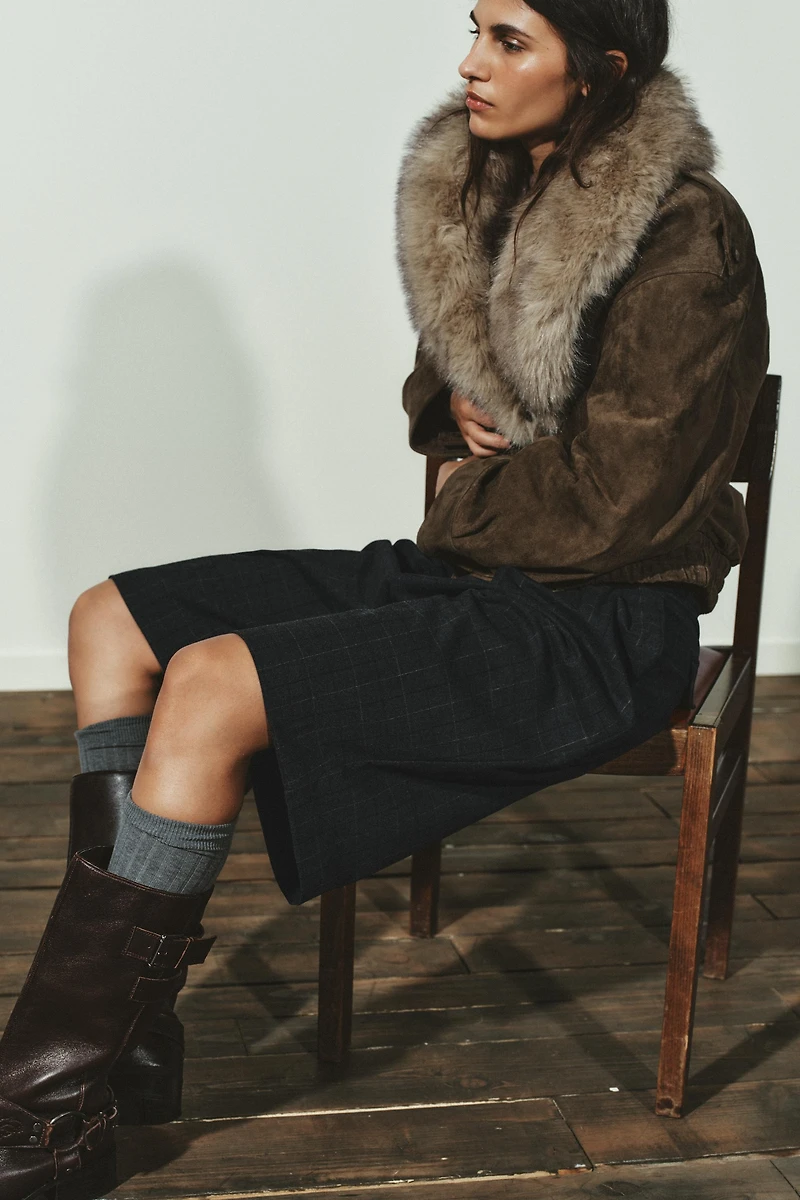 100% SUEDE LEATHER JACKET WITH FUR