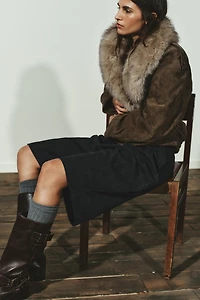 100% SUEDE LEATHER JACKET WITH FUR