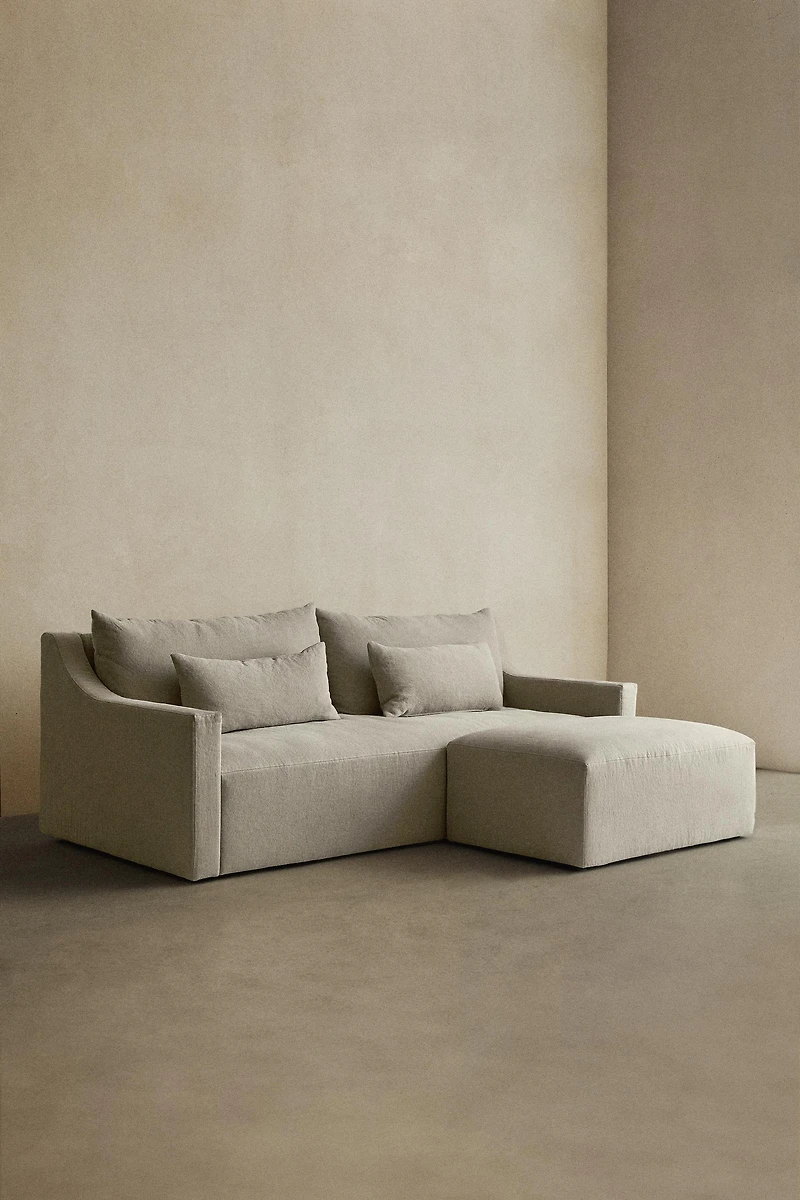 WASHED LINEN POUF