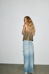 FLOWY STRAPPY BUTTON-UP TOP